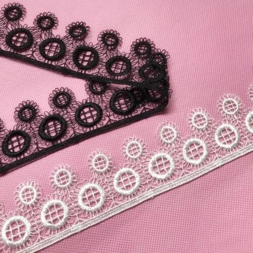 18yards width 4.5cm black white water-soluble polyester embroidery materials lace trim fabric Childrens dress dress accessories