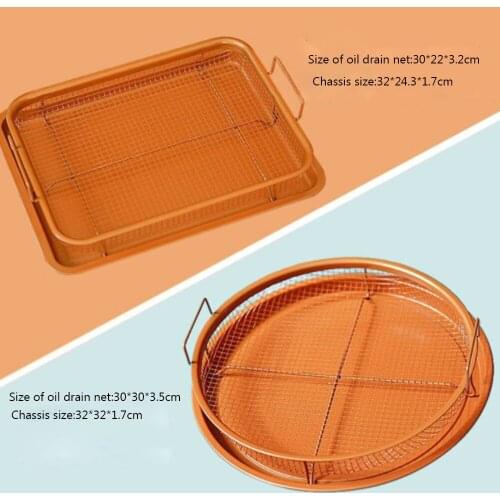 Copper Baking Tray Oil Frying Baking Pan Non-stick Chips Basket Baking Dish Grill Mesh Kitchen Tools