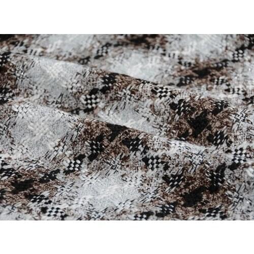 Fashion Mixed color composite weave bright silk tweed fabric for overcoat tissu au metre telas patchwork DIY christmas tissus