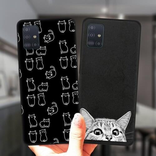 For Samsung A52 A72 A51 A71 A50 A70 A12 A02 A42 A32 A31 A21S A41 A11 A30 A20 Case Cute Space Happy Cats Soft Silicone Cover