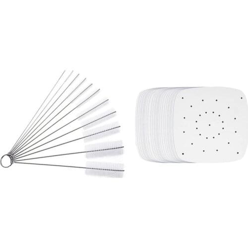 11 Pcs Nylon Tube Brushes Set Kettle Spout Brush Teapot Nozzle Brush Set with Air Fryer Parchment Paper, 200Pcs 9 Inch