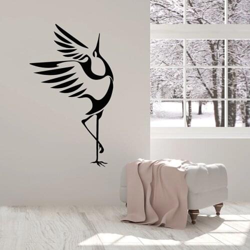 Wall Decal Symbol Good Fortune Bird Stork Nursery Kids Bedroom Interior Decor Door Window Vinyl Stickers Animals Art Mural Q183