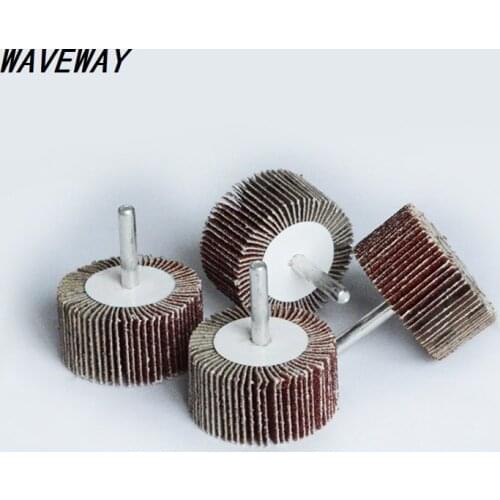 Waveway 1Pcs P80# Blinds Daibing Impeller Grinding Sandpaper Flap Wheel Head 6mm Shank Mandrel for Rotary Mini Drill Polish Tool
