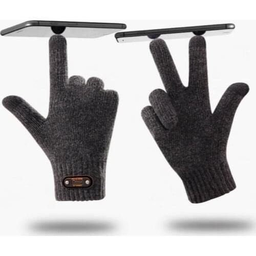 New Mens Winter Gloves Fashion Knitted Wool Touch Screen Gloves Outdoor Sports Driving and Riding Warm Gloves
