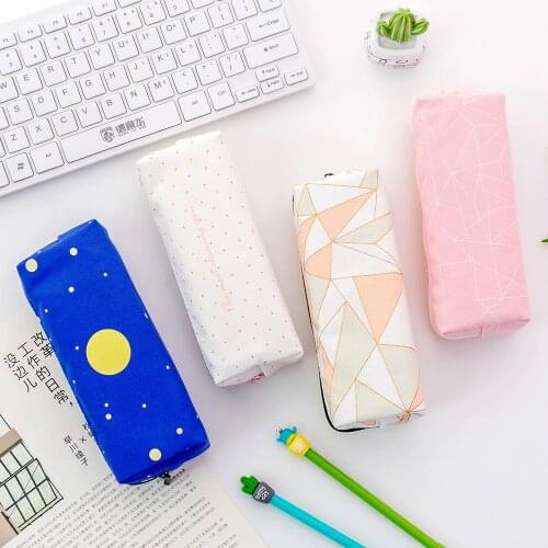Kawaii Canvas Starry Sky Pencil Case School Supplies pen bag for Girl Stationery fashion Geometry large Pencil Bag