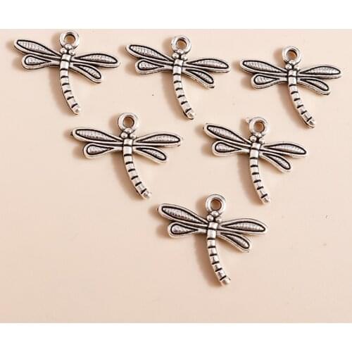 40pcs 18*15mm Antique Silver Color Animal Insect Charms for Jewelry Making Accessories Dragonfly Charms Necklaces Earrings Diy