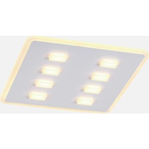 Ceiling LED lamp, plafon, large rectangular 48x48cm, 8x8W + 1x30W 9.400 lumens total, warm light 3000K, modern design