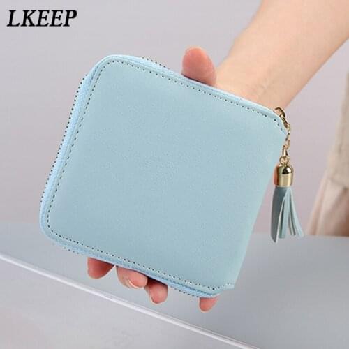 Simple Solid Coin Purses Card Holders Mini Women Wallet Leather Tassel Money Bag Fashion Clutch Bags For Women 2019