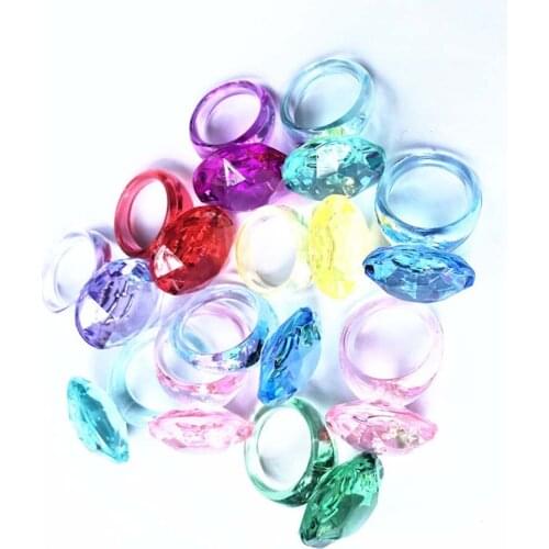 Craft Gems Toy Princess Girls Finger Rings Kids Birthday Gift Party Aquarium Crystal Diamond Party Favor Prize Gift
