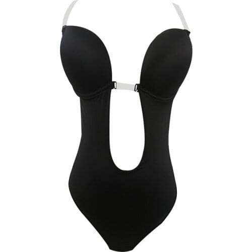 Backless Invisible Bra Nude Bodysuit Seamless Bras Body Shaper Lingerie Women Plunge Adjustable Strap Cut Out Brassiere