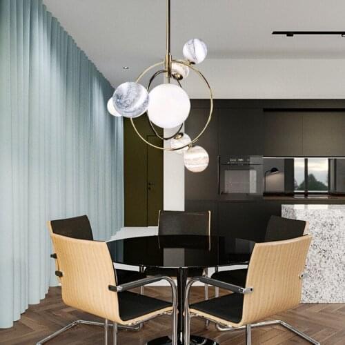 Modern Novelty Wandering Earth Led Chandelier Lighting Gold Metal Living Room Led Pendant Chandelier Lights Bedroom Hanging Lamp