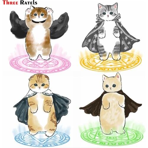 Three Ratels F260 Cool Kitty Cats For Yamaha Motorcycle Decal vinyl Pvc Car Gifts Sticker Anti Scratch Film Auto Accessories