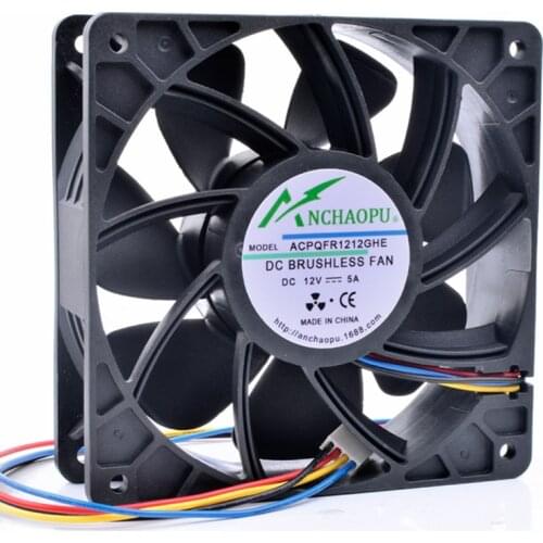 Brand new original ANCHAOPU QFR1212GHE 12cm 12038 120x120x38mm 12V 5A 4 lines pwm server chassis large air volume cooling fan