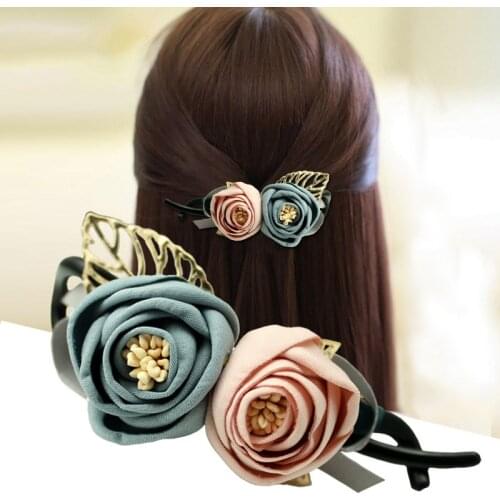 Twist Banana Clip Hairgrip Jewelry Sweet Lady Hairpin Head Flower Hairs Tie Ponytail Holder for Girls Headwear Dress Accessories