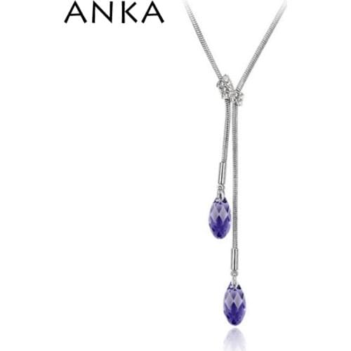 Long Water Drop Necklace Crystal Y Style Pendant Crystals from Austrian Jewelry Rhodium Plated Nickel free lead free CE #83369