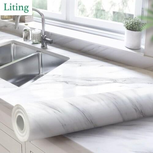 1M/2M Modern Kitchen Stickers Waterproof Oilproof Classic Marble Pattern Wall Stickers Protect Desktop Self-adhesive wallpapers