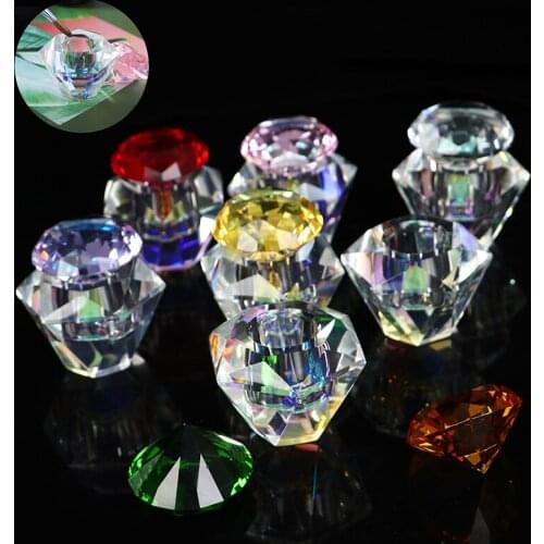 1PCS Rainbow Crystal Glass Acrylic Acrylic Powder Liquid Nail Cup Dappen Dish Lid Bowl Cup Holder Equipment Nail Tools