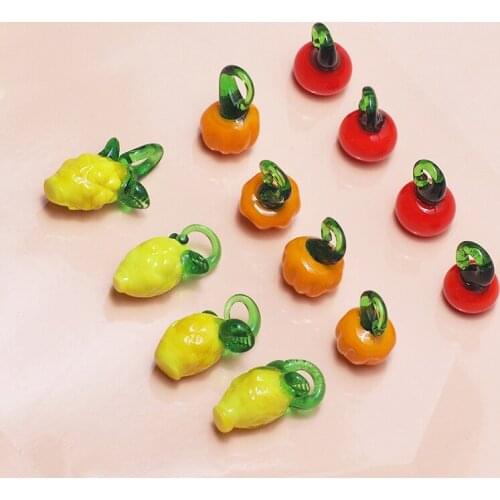 10pcs 2020 trend Pumpkin Pineapple Earrings for Women Tomato Glass Bead Fun Pendant diy Jewelry Hairpin Accessories Material