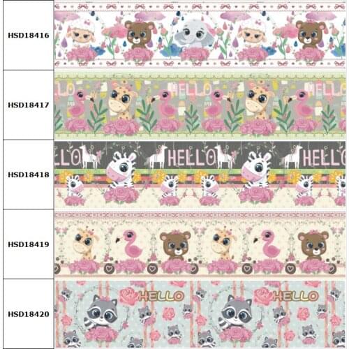 10yard Cartoon Animal Dog Sheep Zebra Printed Grosgrain Ribbon Accessory Hairbow Headwear Decoration DIY Wholesale OEM 38MM 75MM