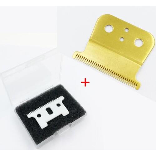 2pcs Strong Barber Ceramic Shop Cutter + Metal Bottom Cutter fit Andis 04521 Replacement T-Blade For T-Outliner Trimmer