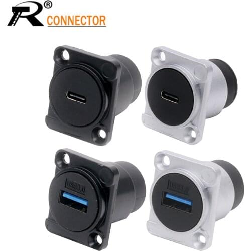 4Pcs/Lot TYPE-C Socket USB3.0 Female Connector Network Cable Solder-free Straight Plug Panel Mount Converter
