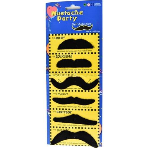 6PCS/Set Black Costume Party Halloween Fake Mustache Moustache Funny Fake Beard Whisker