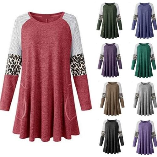 6xl Womens Leopard Blouse And Tops Winter Print Stitching Long Sleeve Loose Plus Size Blouse Shirt Blusas Mujer De Moda 2020