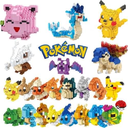 73 Style Pokemon Blocks Pikachu Small Building Toys Doll Squirtle Bulbasaur Charmander Model Figure Cartoon Children Kids Gift