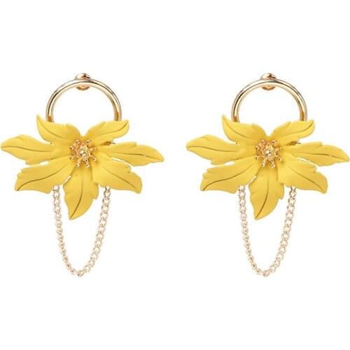 8Seasons Fashion Stud Earrings Romantic Colorful Flower Korean Classic Chain Tassel For Women Pendant Earrings For Women,1 Pair