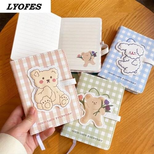 A5/A6 Cute Bear Notebook Diary PU Leather Cover Monthly Weekly Planning Papers Kawaii Journal Notebook School Stationary