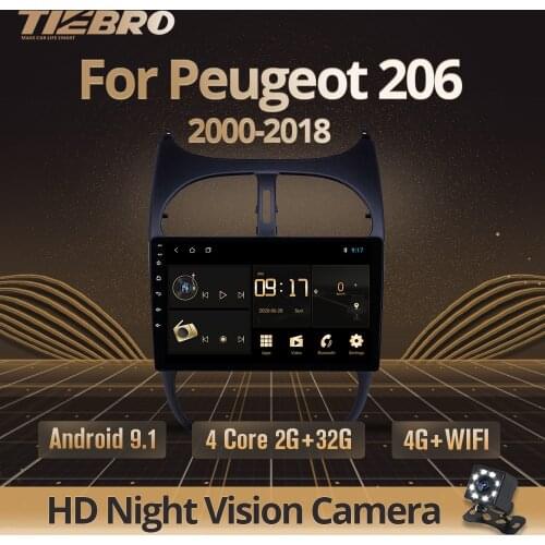 TIEBRO 2din Android 9.0 Car Radio For Peugeot 206 2000-2018 Car Multimedia Player GPS Navigation WIFI IPS Player Autoradio Dvd