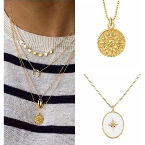 Aide 925 Sterling Silver Chain Necklace Charms for Women Sun Pendant Clavicle Collar Simple Choker Accessories Collares Bijoux