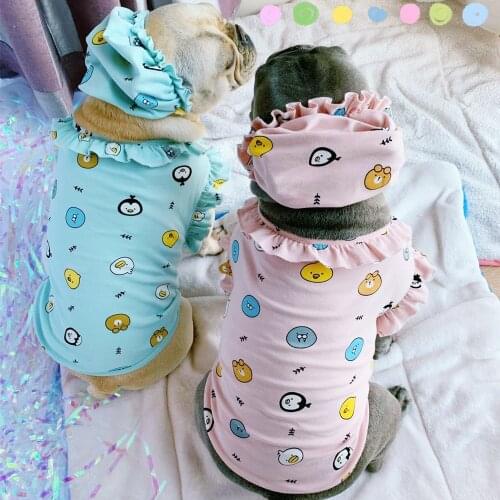 Baby Style Pet Dog Summer Cool Clothes for Small Dogs Pets Cotton Clothing with Hat French Bulldog Pug Cute Costume S-2XL