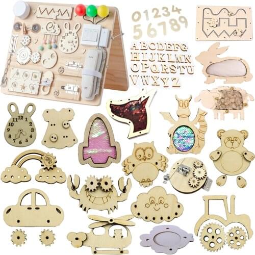 Kids Busy Board DIY Toys Baby Montessori Sensory Activity Board Accessories Fine Motor Skill Latch Lock Cognition Toy Games