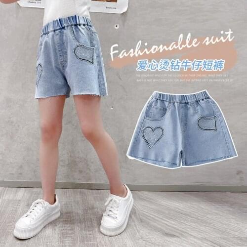 Girls' Denim Shorts 2021 New Korean Fashion Childrens Hot Pants Little Girls' Thin Pants Baby Girl Shorts Clothes for Teens