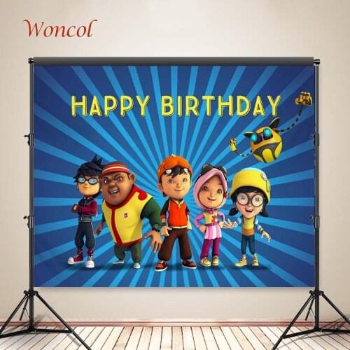 Woncol BoBoiBoy Photo Backdrops Child Birthday Photography Backgrounds Flags Balloons Decoration Banners Vinyl Photo Booth Props