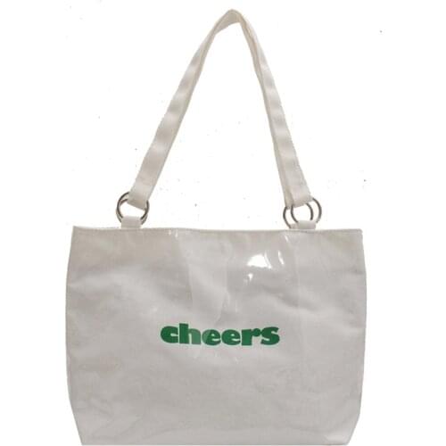 Canvas Tote Bag Style Leather Handle Women Handbags Clear Beach Shopping Bag Transparent PVC Jelly Bag