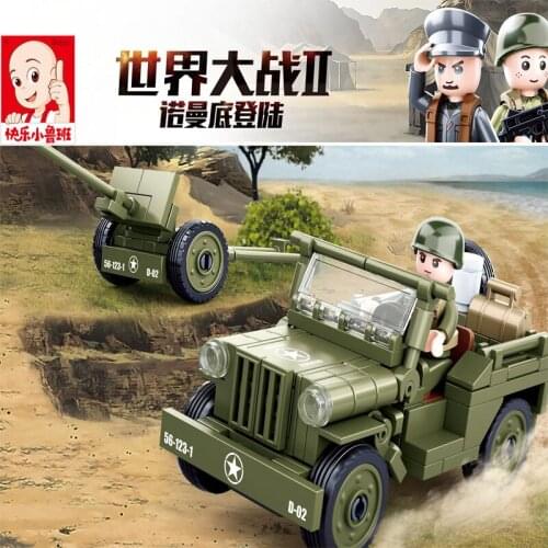 SLuban Normandy Landing Series Willis Jeep Car/Tanks Model Building Blocks Toy For Kids Toys For Boys Birthday Christmas Gift