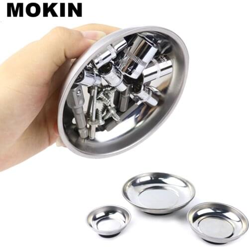 3"/4"/6" Magnetic Tray Circular Magnetic Parts Bowl Screw Storage Tray Stainless Steel Tools Tray For Auto Suction Pad Tools