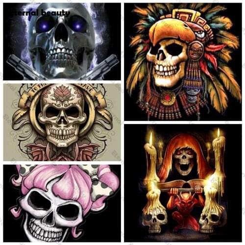 Skull Art Diamond Painting 5D Diy Square/Round Drill Diamond Embroidery Cross Stitch Kits Rhinestone Pictures Mosaic Home Decor