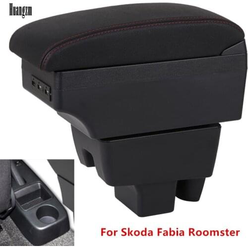 For Skoda Fabia Roomster armrest box central Store content box with cup holder ashtray decoration products With USB interfac