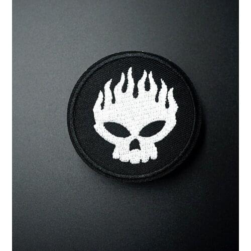 White Skull Size:6.0x6.0cm Iron On Patches Sewing Embroidered Applique for Jacket Clothes Stickers Badge DIY Apparel Accessories