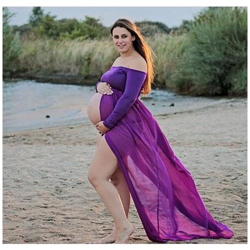 Maternity Photography Props Pregnant Chiffon Gown Dresses Pregnancy Clothes Photo Shoot Baby Shower Gift Studio Clothing