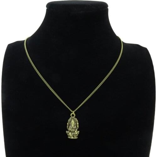 GLOWCAT Q12A35 Bronze Alloy Women Girls Jewelry Ganesha Ganesh Faith Pendant Short Chain Collar Necklace 18"