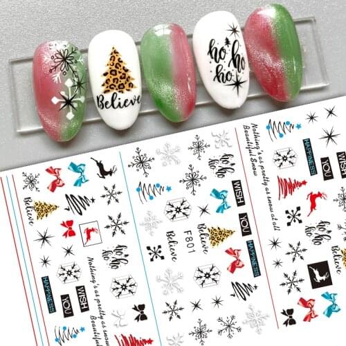 Christmas Elk Snowflakes Adhesive 3D Nail Stickers New Blood Hand Footprint Skull Head Bat Easter Halloween Slider Decals Decor