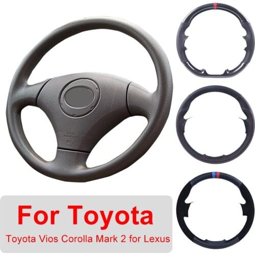 Hand Sewing Customized Car Steering Wheel Cover For Toyota Vios Corolla 2000-2004 Mark 2 for Lexus GS43 Leather Protective Wrap