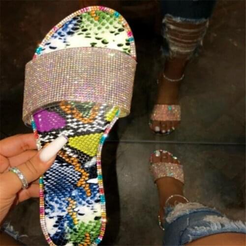 New Summer Women Crystal Slippers Glitter Flat Soft Bling Female Candy Color Flip Flops Outdoor Ladies Slides Hot Beach Shoes