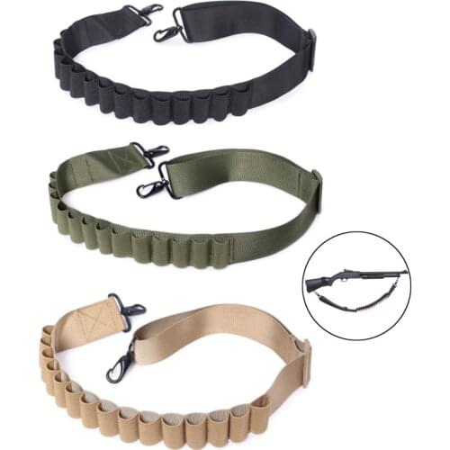 Tactical 25 Rounds Shotgun Sling Hunting Military 12/20 Gauge Gun Ammo Shell Holder with Swivel Adjustable Rifle Sling Bandolier