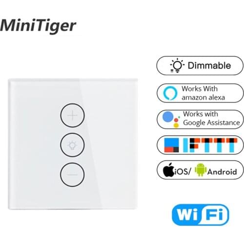 Tuya Smart Life Wifi Smart Wall Touch Light Dimmer Switch 1 Gang EU/UK Standard APP Remote Control Work with Amazon Alexa Google