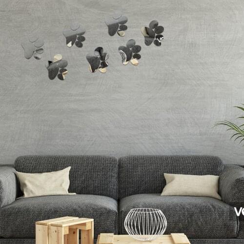 Mirror Acrylic Dog Paws Three-Dimensional Wall Stickers Drop-Shipping Crystal Pet Childrens Room Decoration Wall Sticker